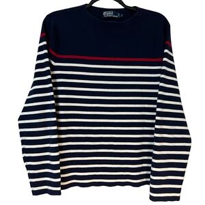 Polo Ralph Lauren Y2K Navy & White Striped Crewneck Sweater (INV 0007)